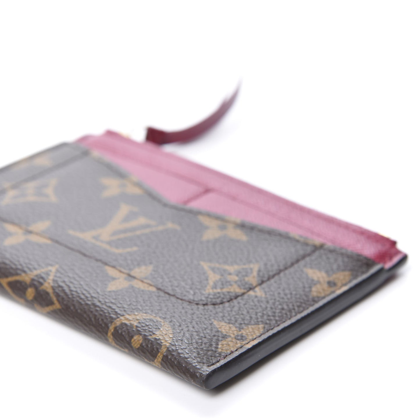 Monogram Zipped Card Holder Fuchsia