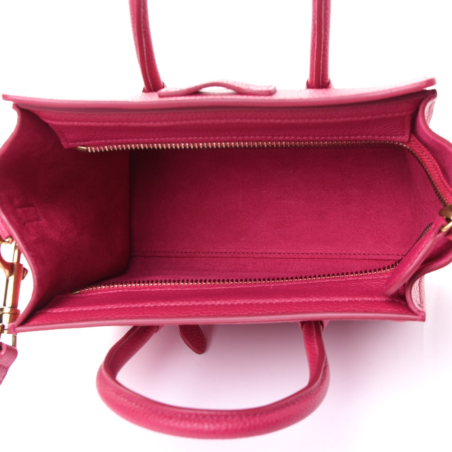 Drummed Calfskin Nano Luggage Fuchsia