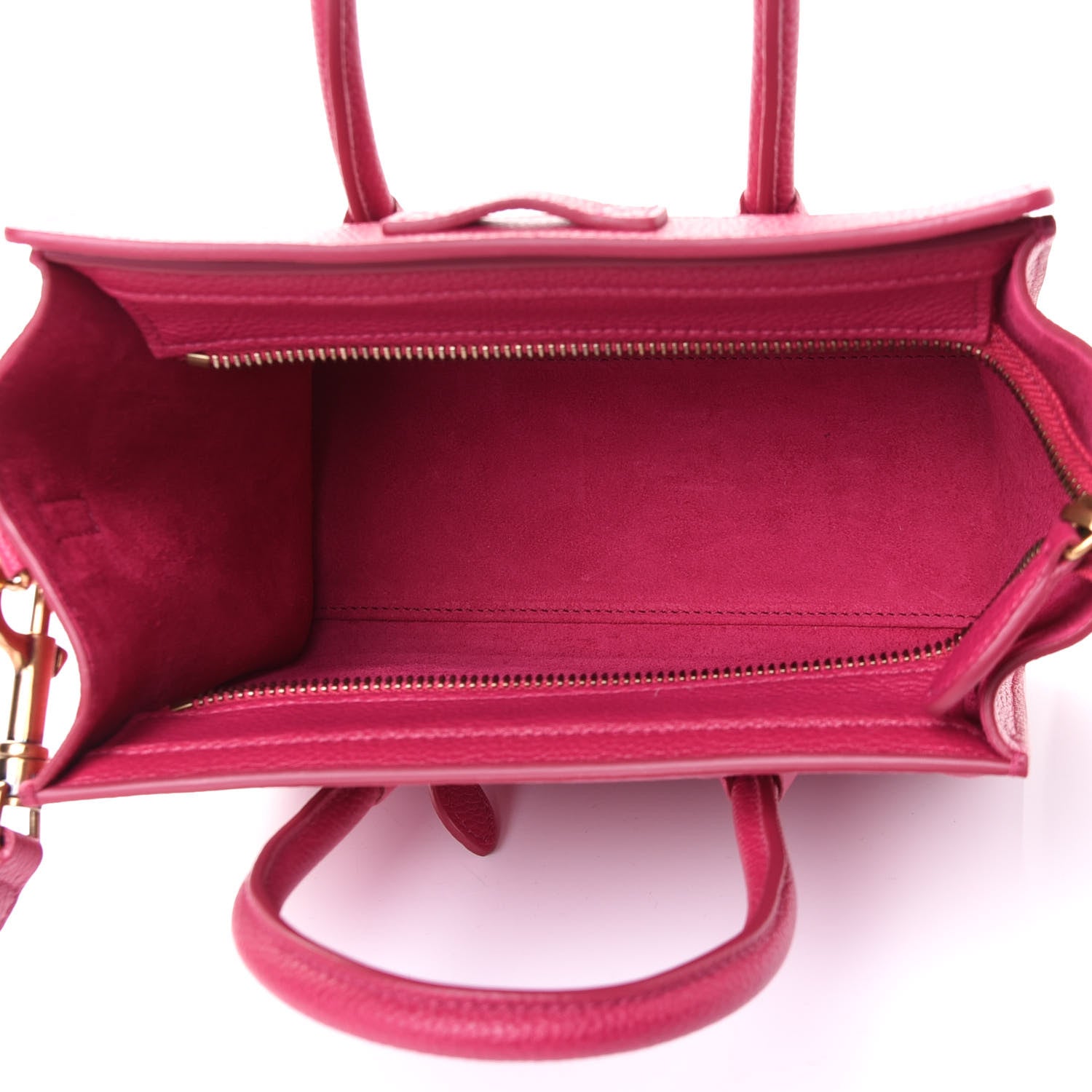 Celine Drummed Calfskin Nano Luggage Fuchsia 4 of 4