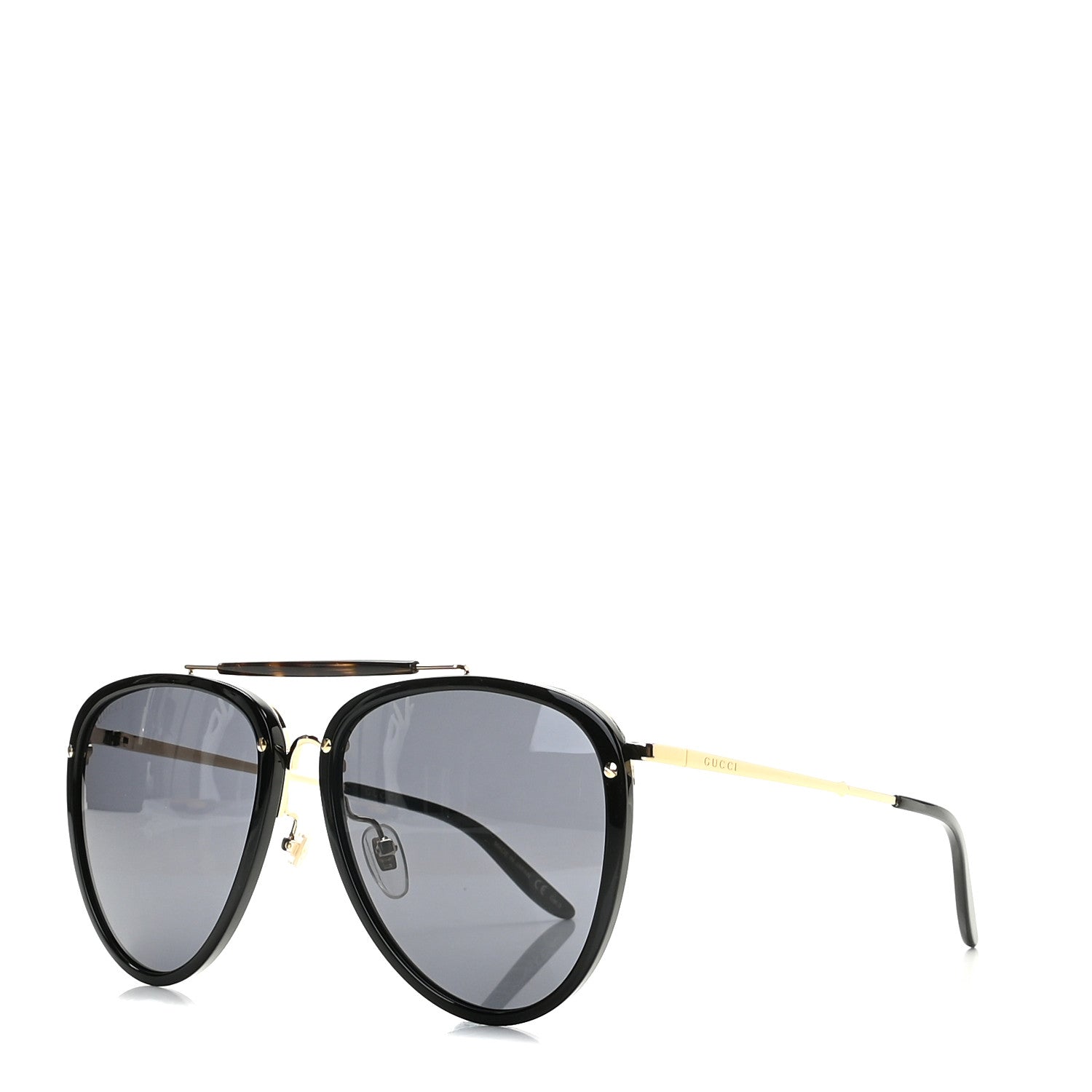 Gucci Metal Aviator Sunglasses GG0672S Black Gold 1 of 7