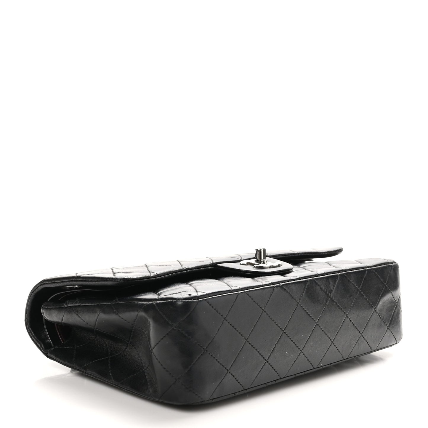 Lambskin Quilted Medium Double Flap Black