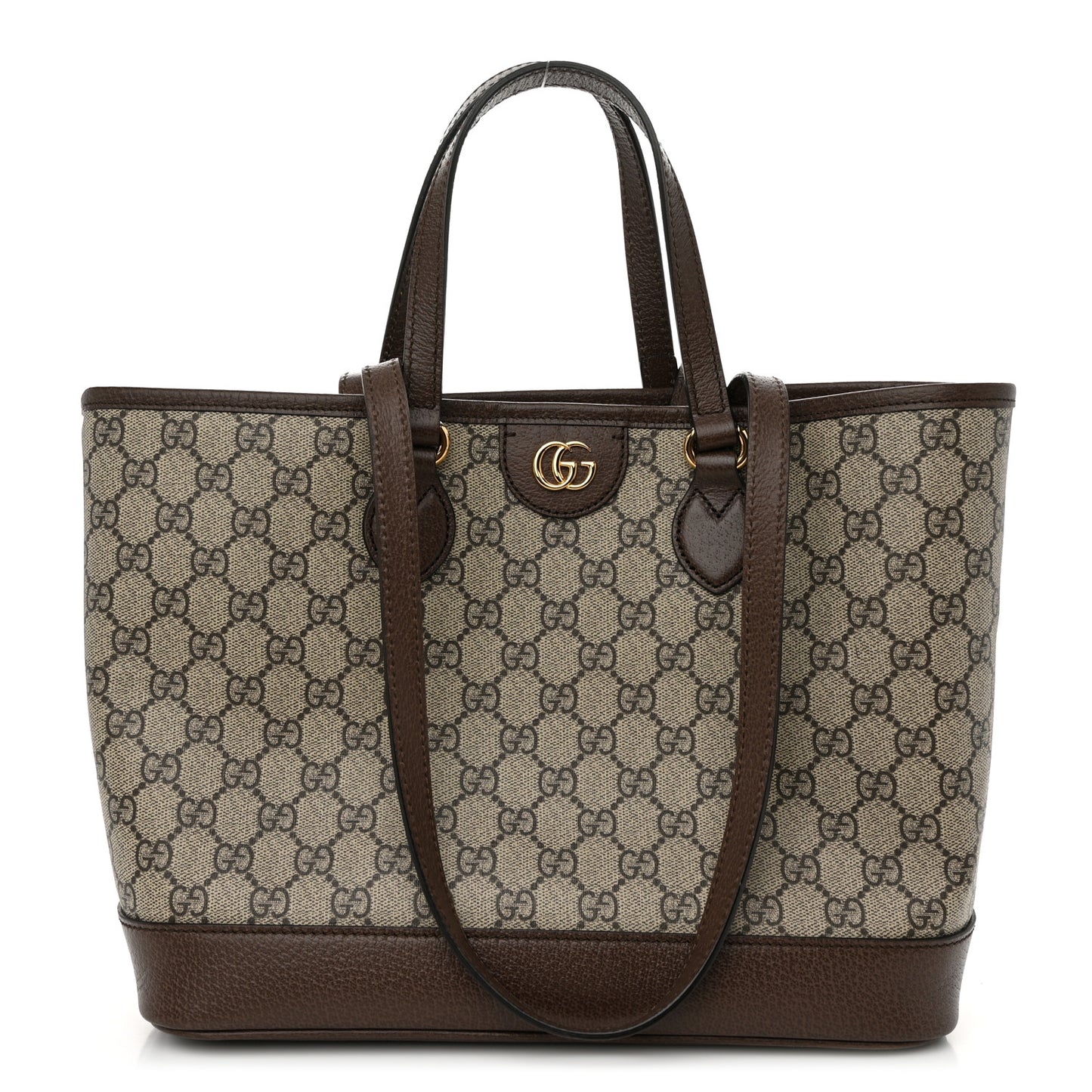 GG Supreme Monogram Textured Calfskin Small Ophidia Shoulder Tote Bag Beige Ebony New Acero