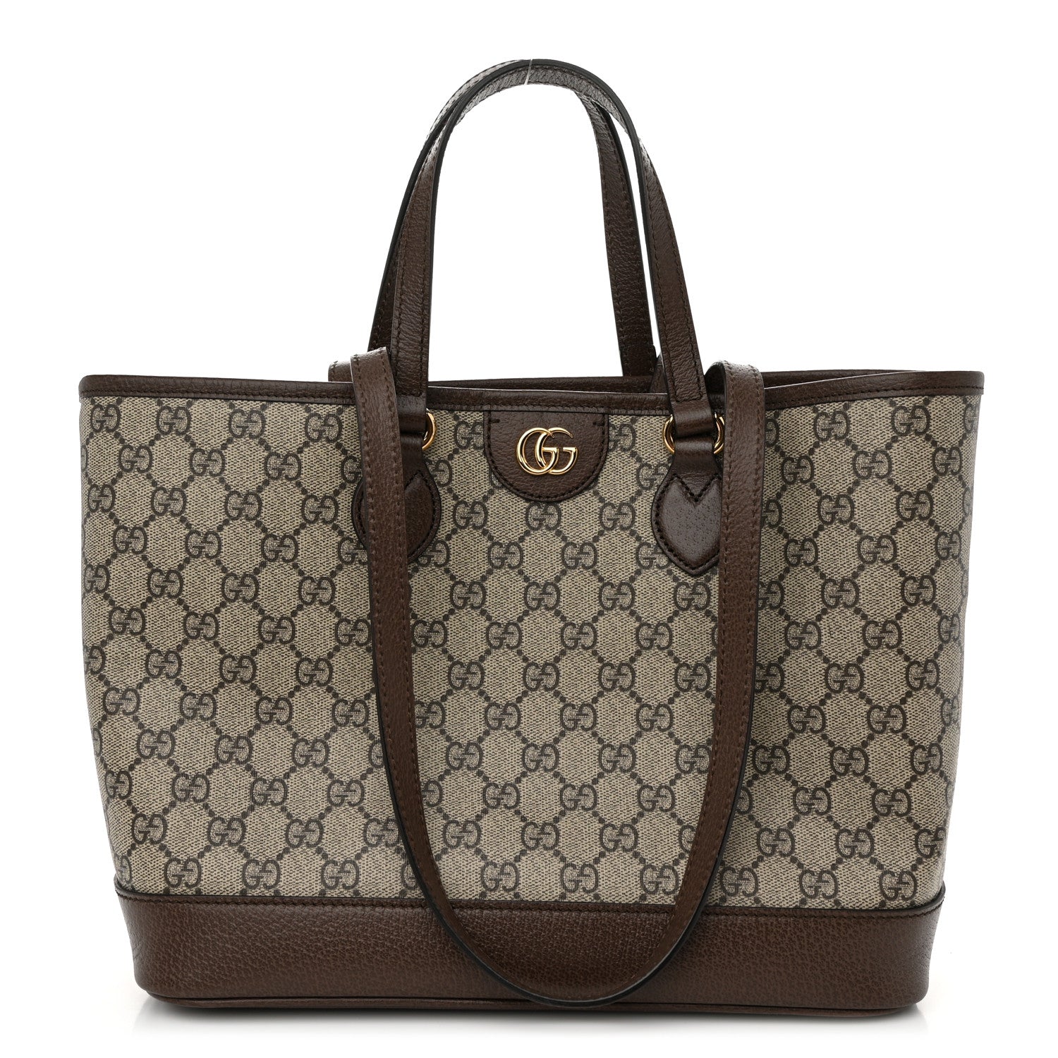 Gucci GG Supreme Monogram Textured Calfskin Small Ophidia Shoulder Tote Bag Beige Ebony New Acero 1 of 10