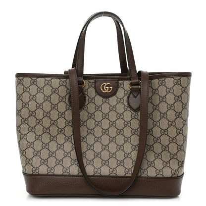 Gucci GG Supreme Monogram Textured Calfskin Small Ophidia Shoulder Tote Bag Beige Ebony New Acero 1 of 10
