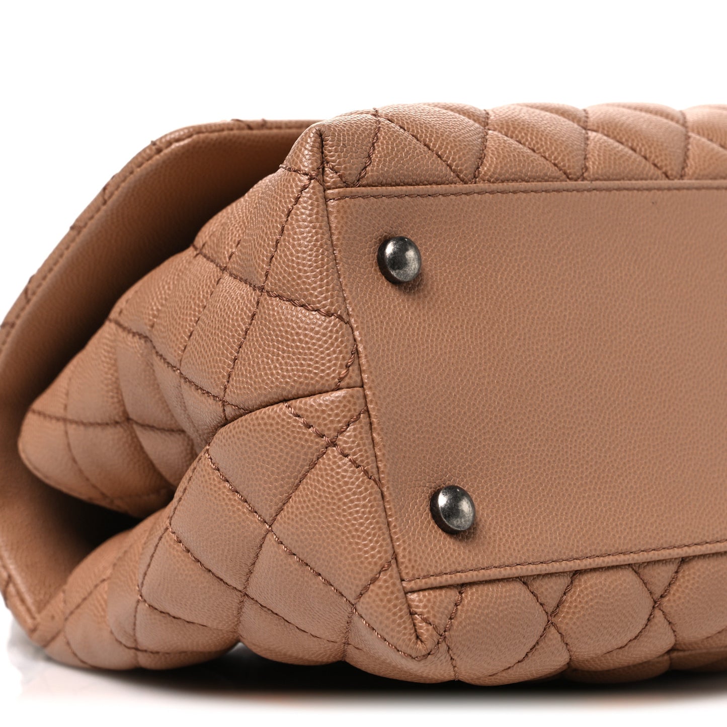Caviar Quilted Small Coco Handle Flap Beige