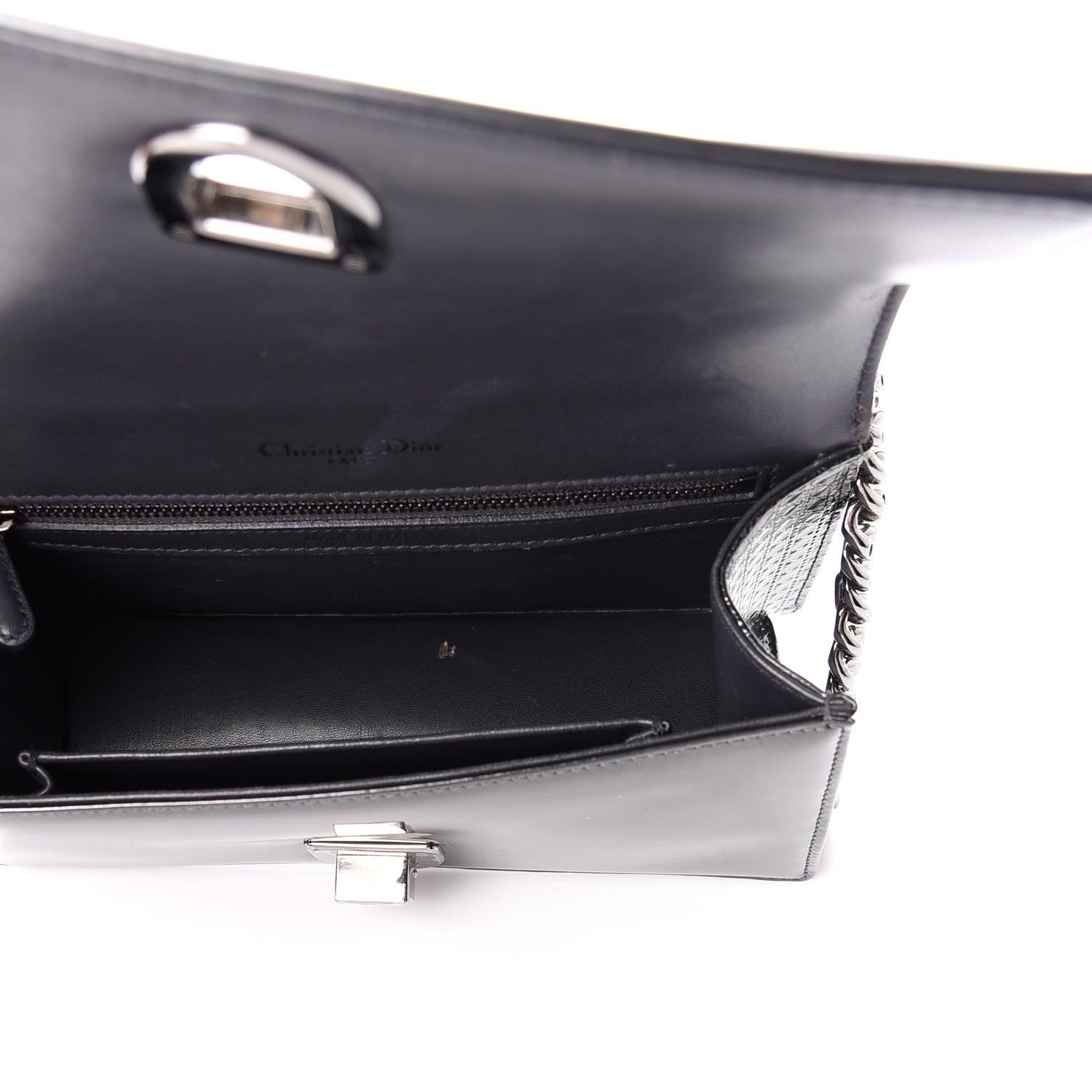 Christian Dior Metallic Patent Micro-Cannage Medium Diorama Flap Bag Onyx Black 5 of 10