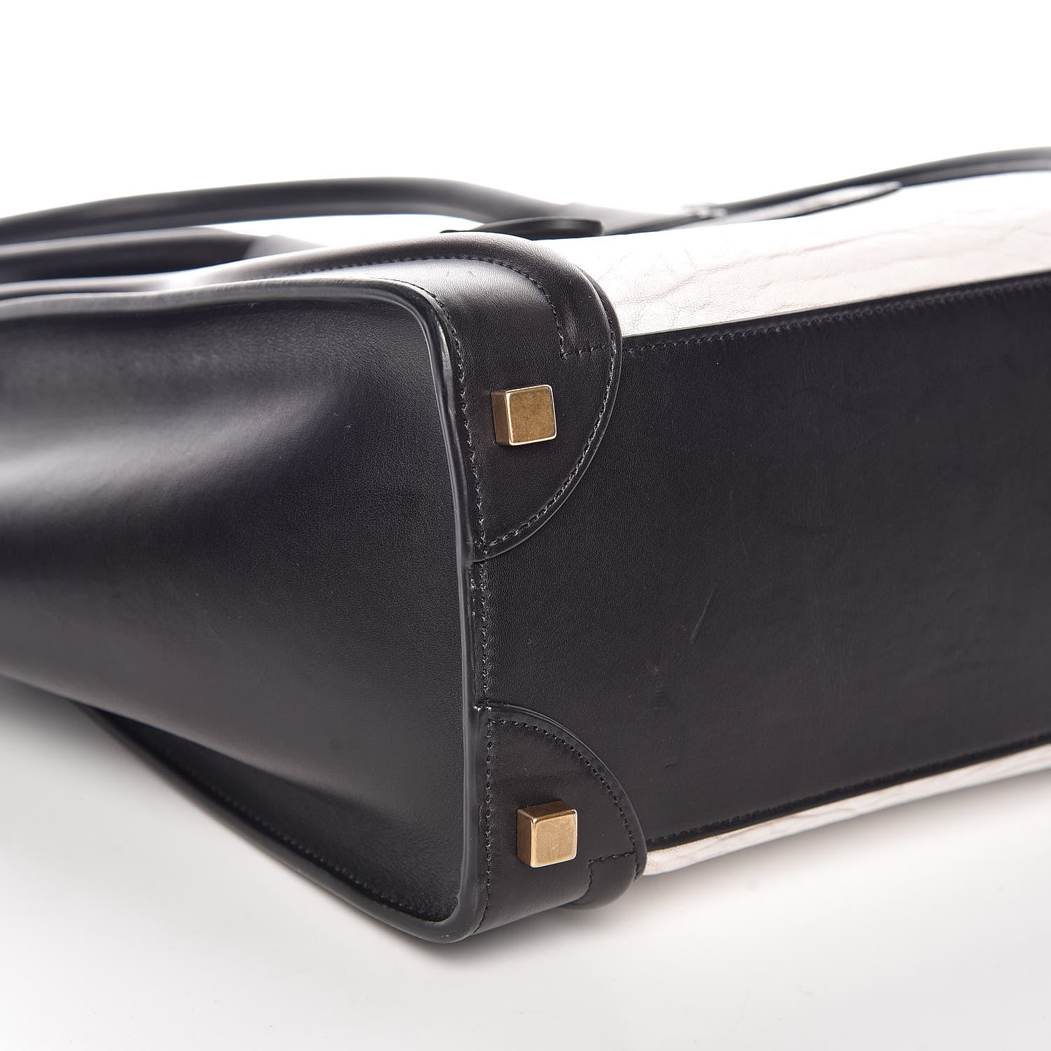 Celine Shrunken Lambskin Micro Bi-Color Luggage Black White 5 of 9