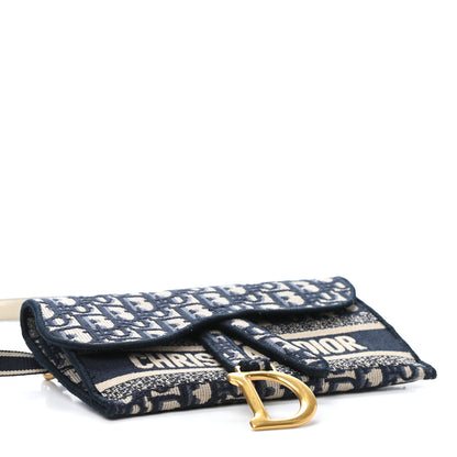 Christian Dior Oblique Slim Saddle Pouch Blue 3 of 4