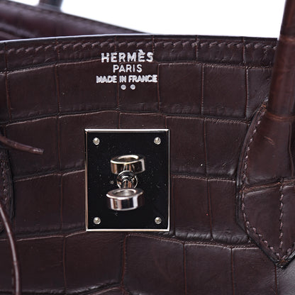 Hermes Matte Crocodile Birkin 35 Chocolate 18 of 37