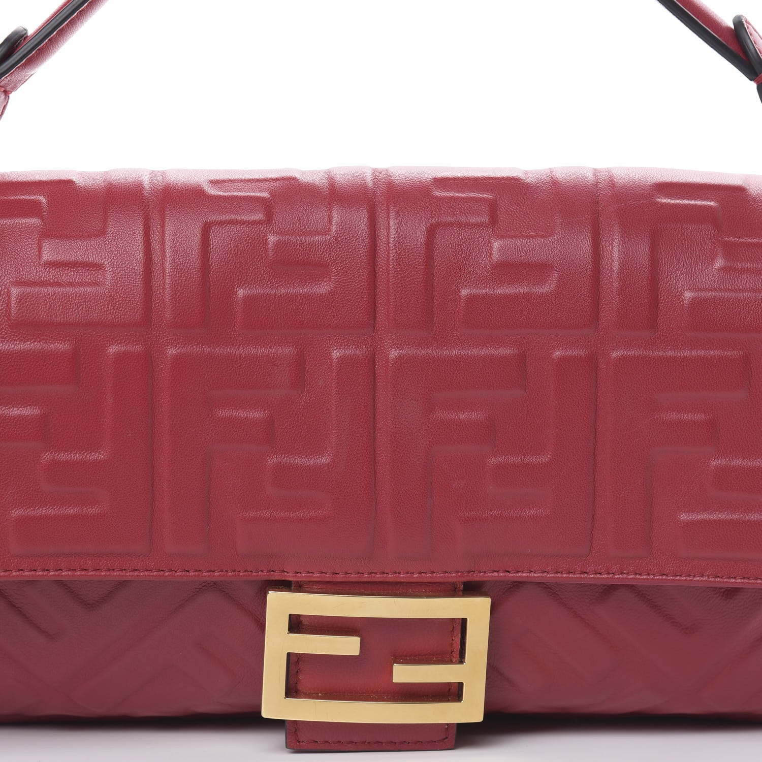 Fendi Nappa FF 1974 Embossed Baguette Fragola 8 of 13