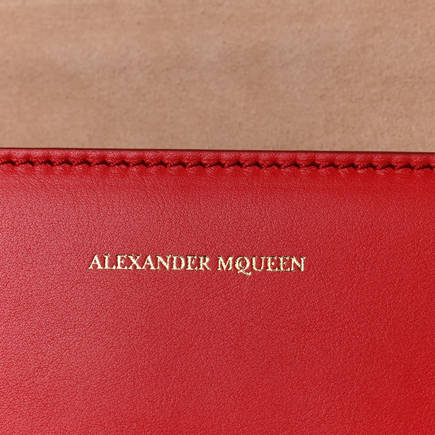 Calfskin Small Insignia Chain Flap Red