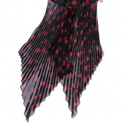 Chanel Silk Pleated Polka Dot Scarf Black 2 of 4