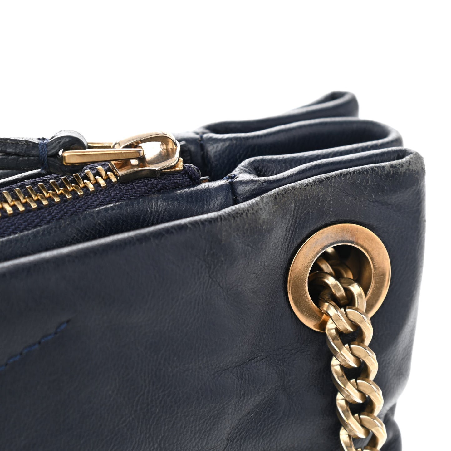 Lambskin Quilted Small Sugar Shoulder Bag Navy