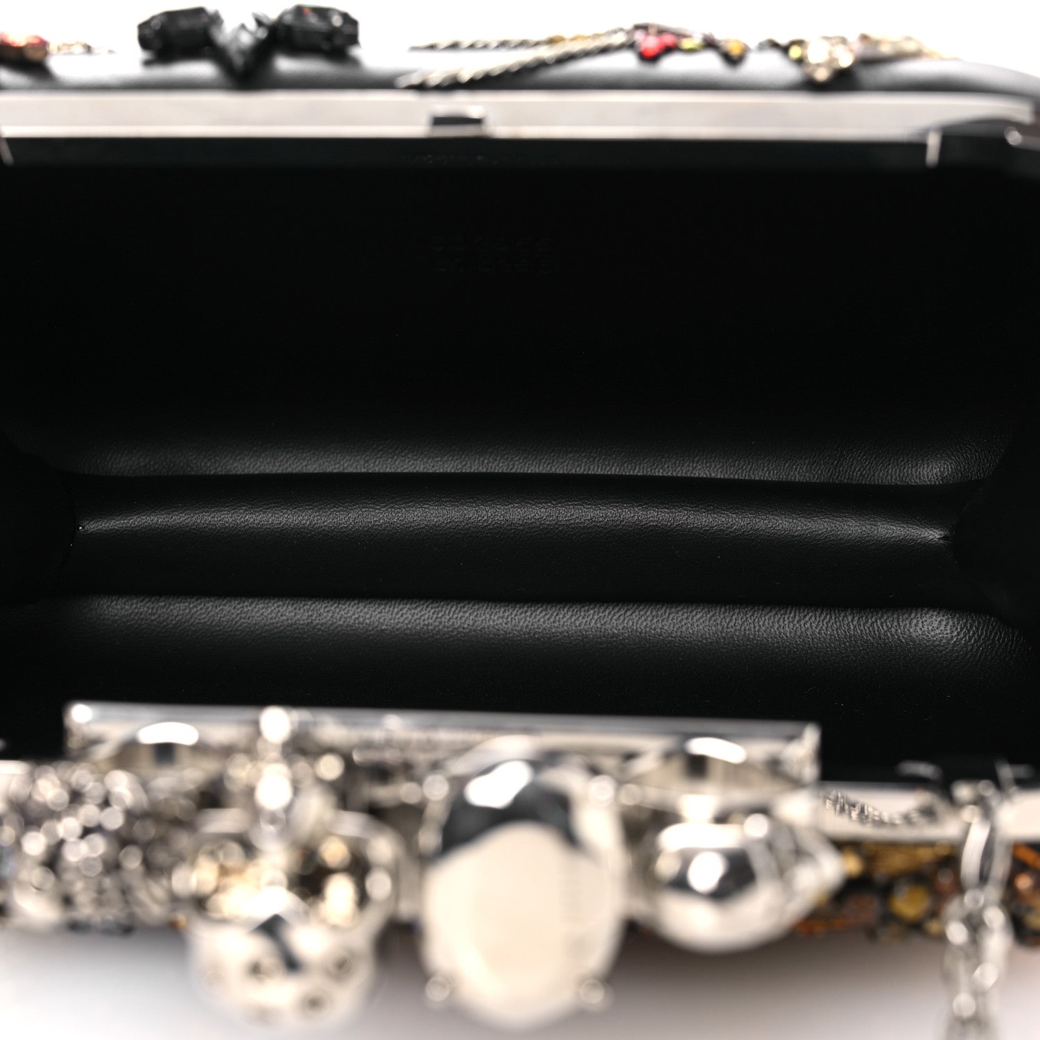 Alexander McQueen Nappa Crystal Embroidered Hieronymus Skull Knuckle Box Clutch Black Multicolor 4 of 10