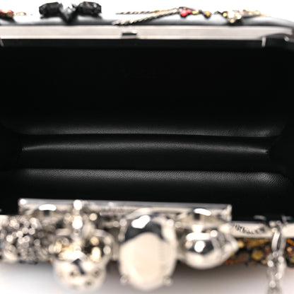 Alexander McQueen Nappa Crystal Embroidered Hieronymus Skull Knuckle Box Clutch Black Multicolor 4 of 10