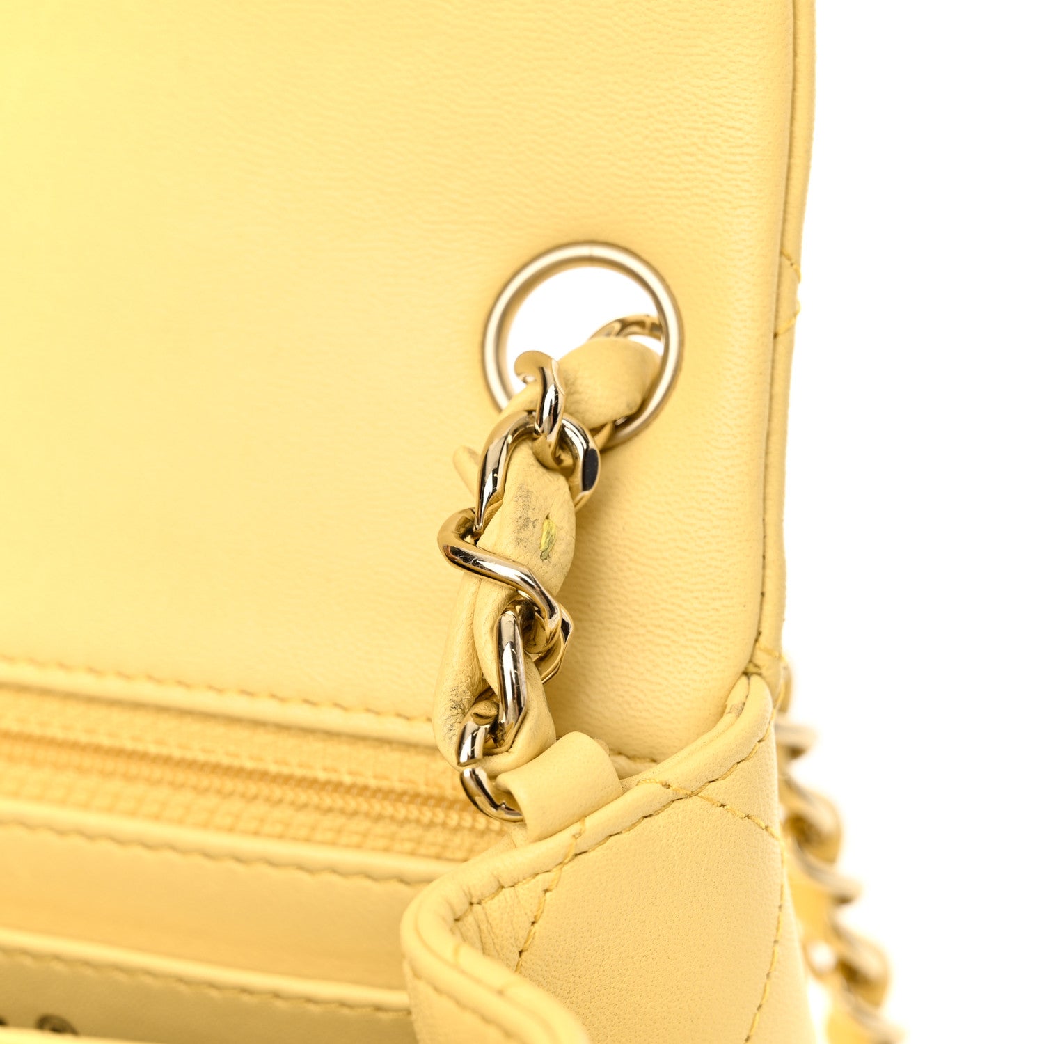 Chanel Lambskin Quilted Mini Square Flap Light Yellow 13 of 19