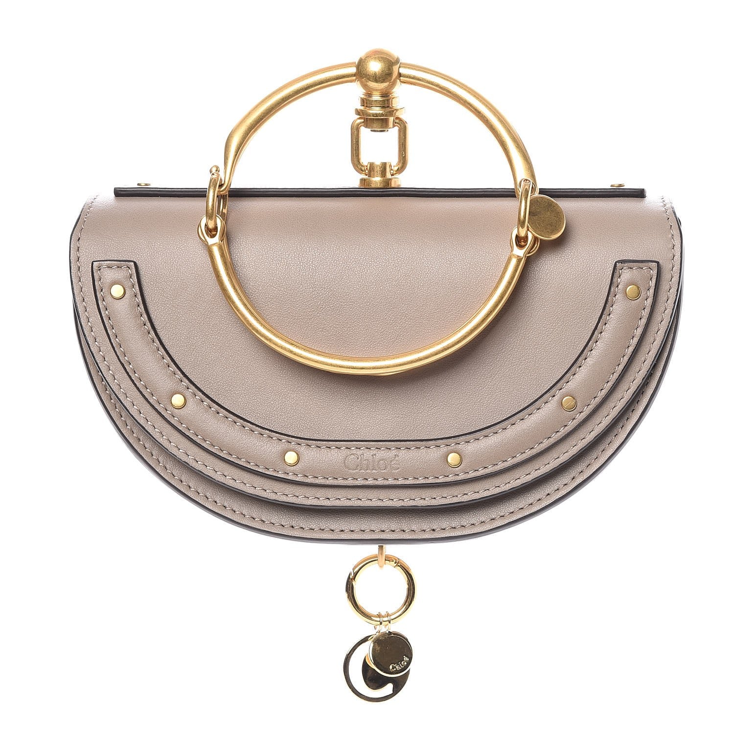 Chloe Calfskin Small Nile Bracelet Minaudiere Bag Motty Grey 1 of 8
