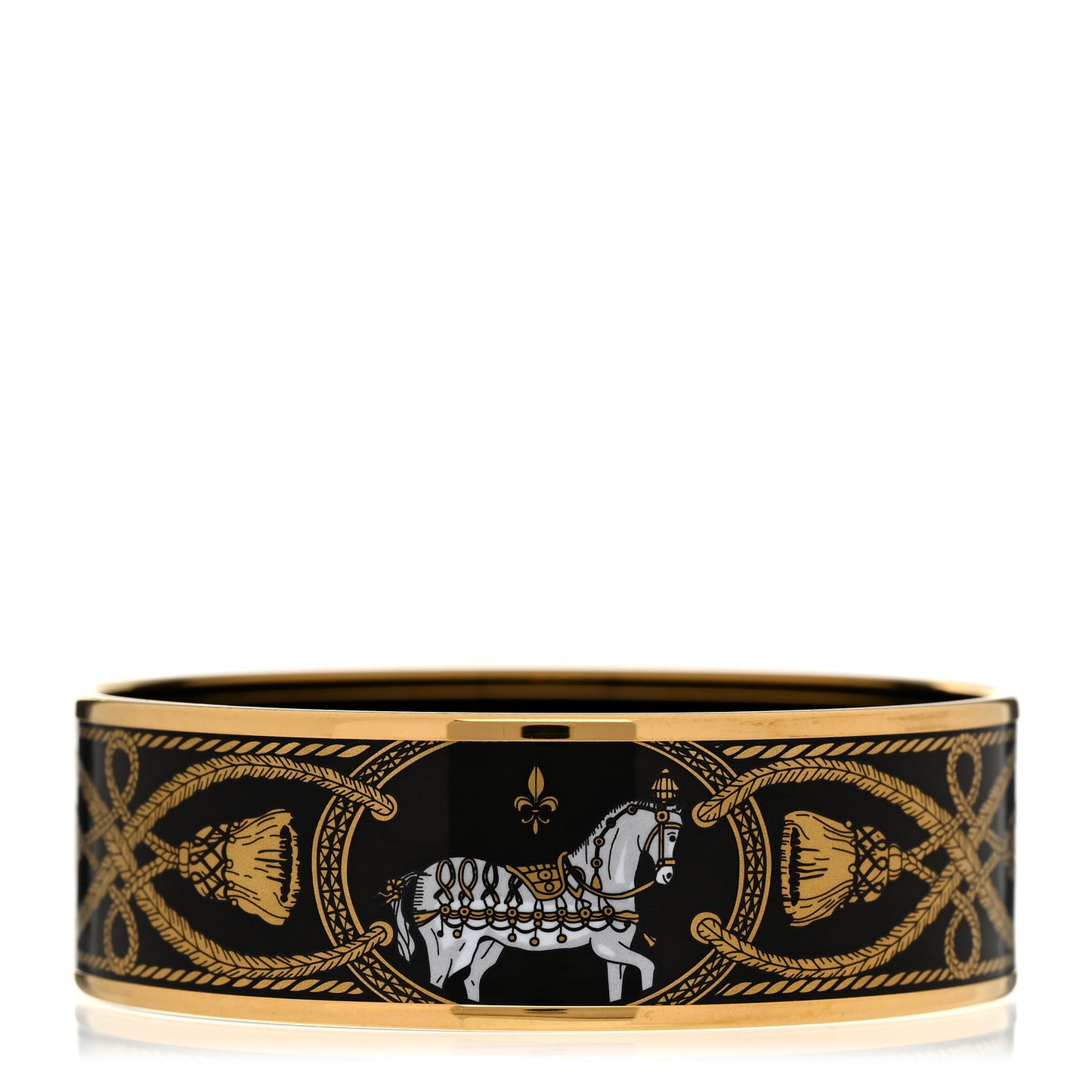Enamel Printed Wide Grand Apparat Bracelet 70  Black