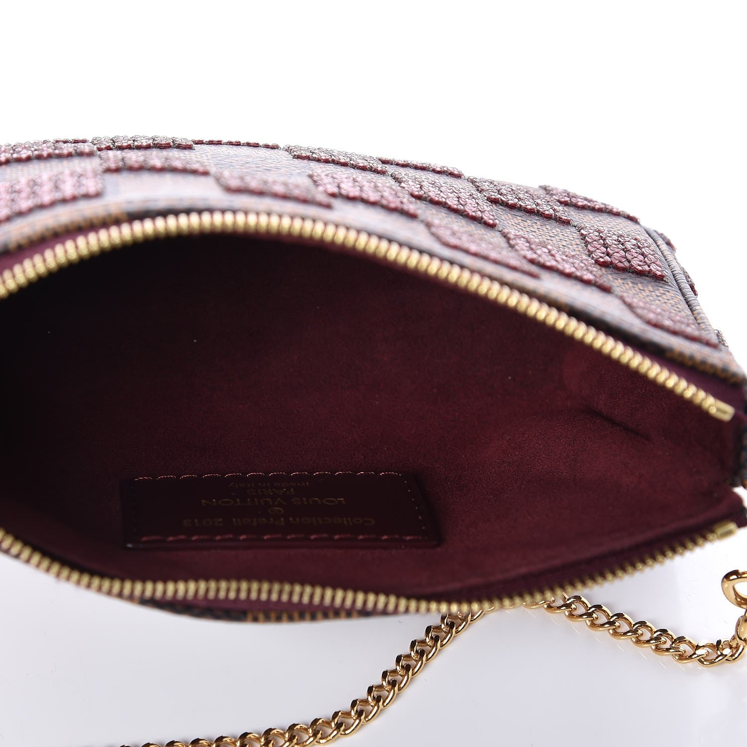 Louis Vuitton Damier Paillettes Mini Pochette Accessories Red 6 of 8