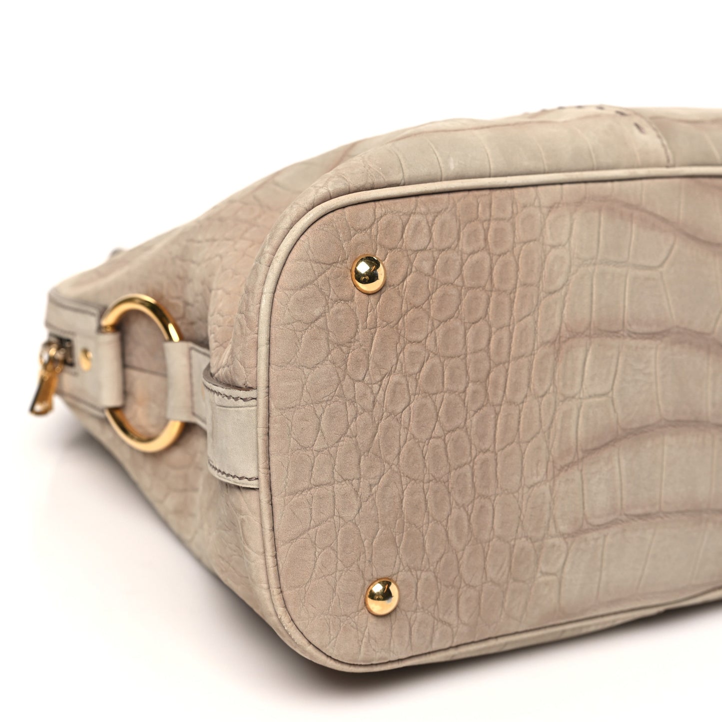 Nubuck Crocodile Embossed Oversized Muse Beige