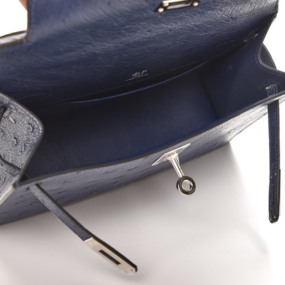 Hermes Ostrich Kelly Pochette Bleu Saphir 6 of 27