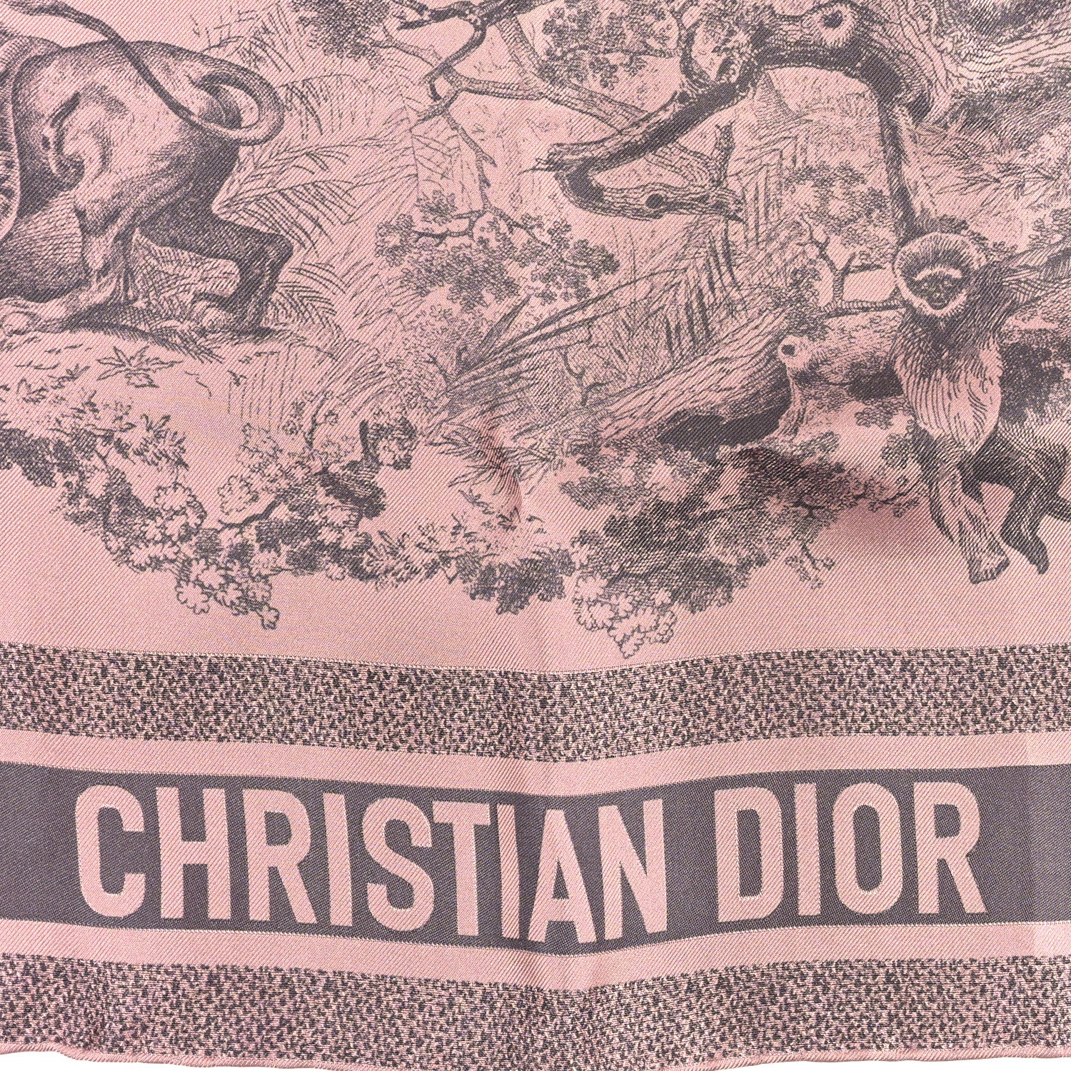 Christian Dior Silk Toile De Jouy Sauvage Square Scarf Pink 2 of 3
