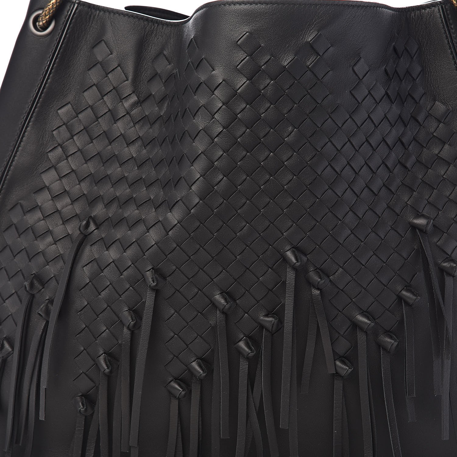 Bottega Veneta Nappa Intrecciato Fringe Large Brio Loop Hobo Black 11 of 11