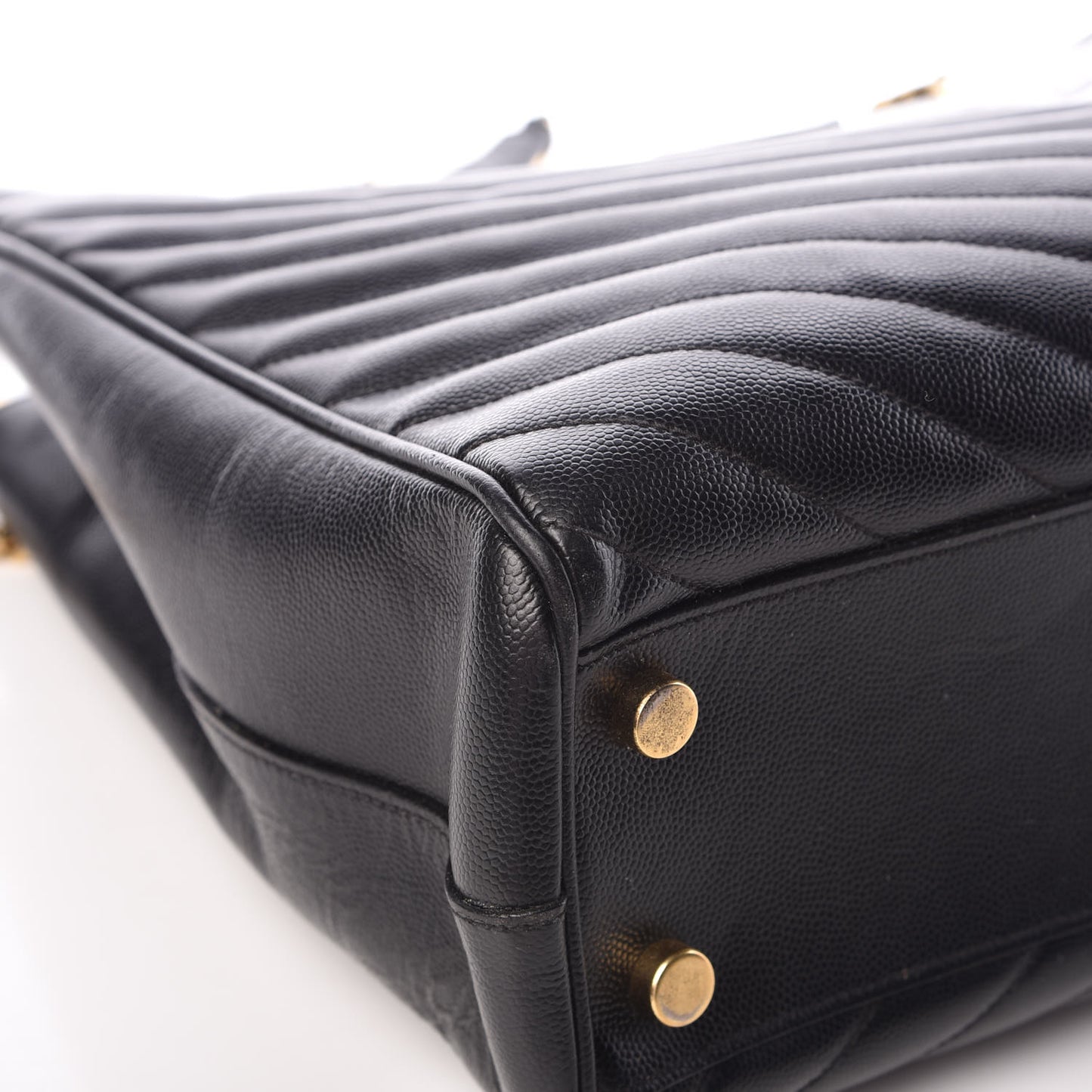 Grain De Poudre Matelasse Chevron Monogram Shopping Bag Black