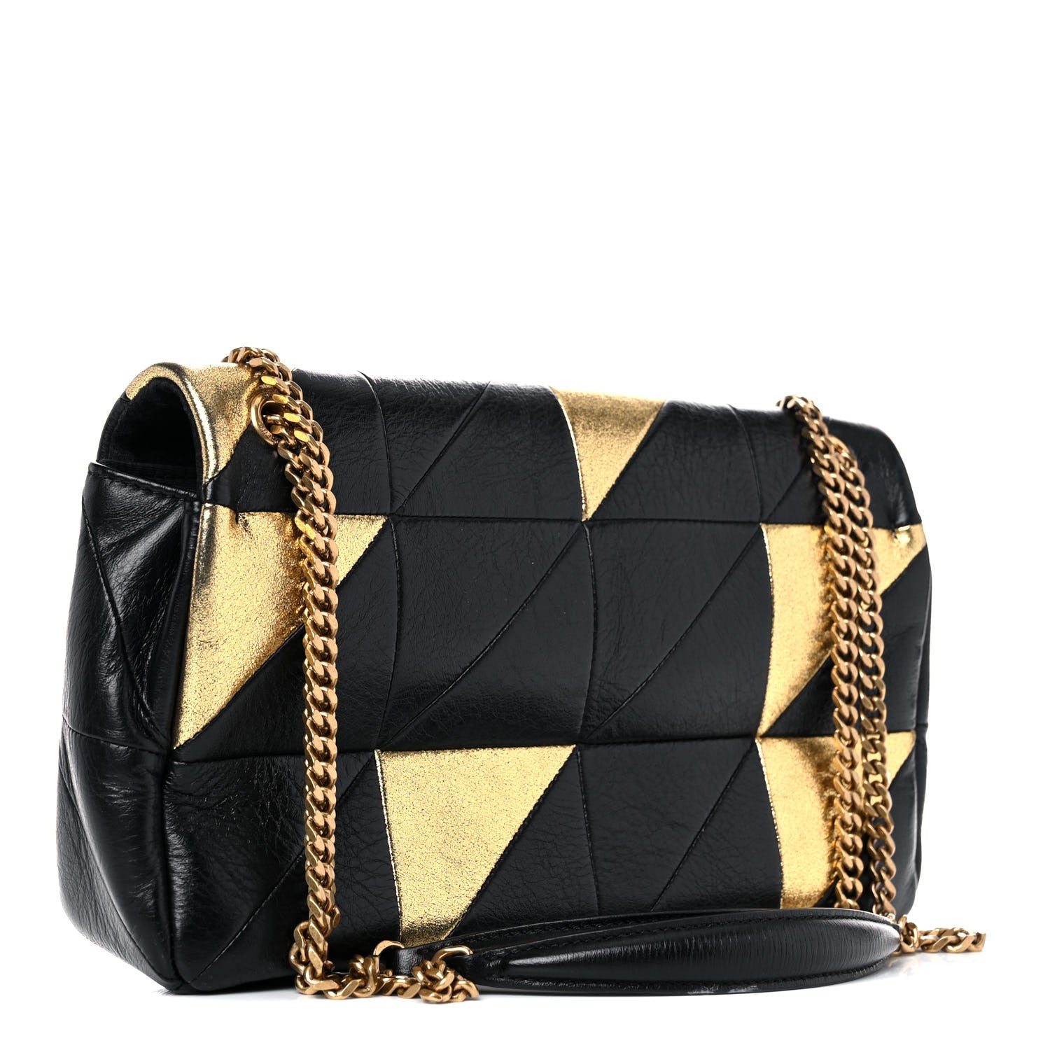 Saint Laurent Metallic Lambskin Calfskin Patchwork Monogram Medium Jamie Black Gold 2 of 10
