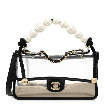 Chanel Lambskin PVC Sand By The Sea Flap With Pearl Strap Black 1 of 10