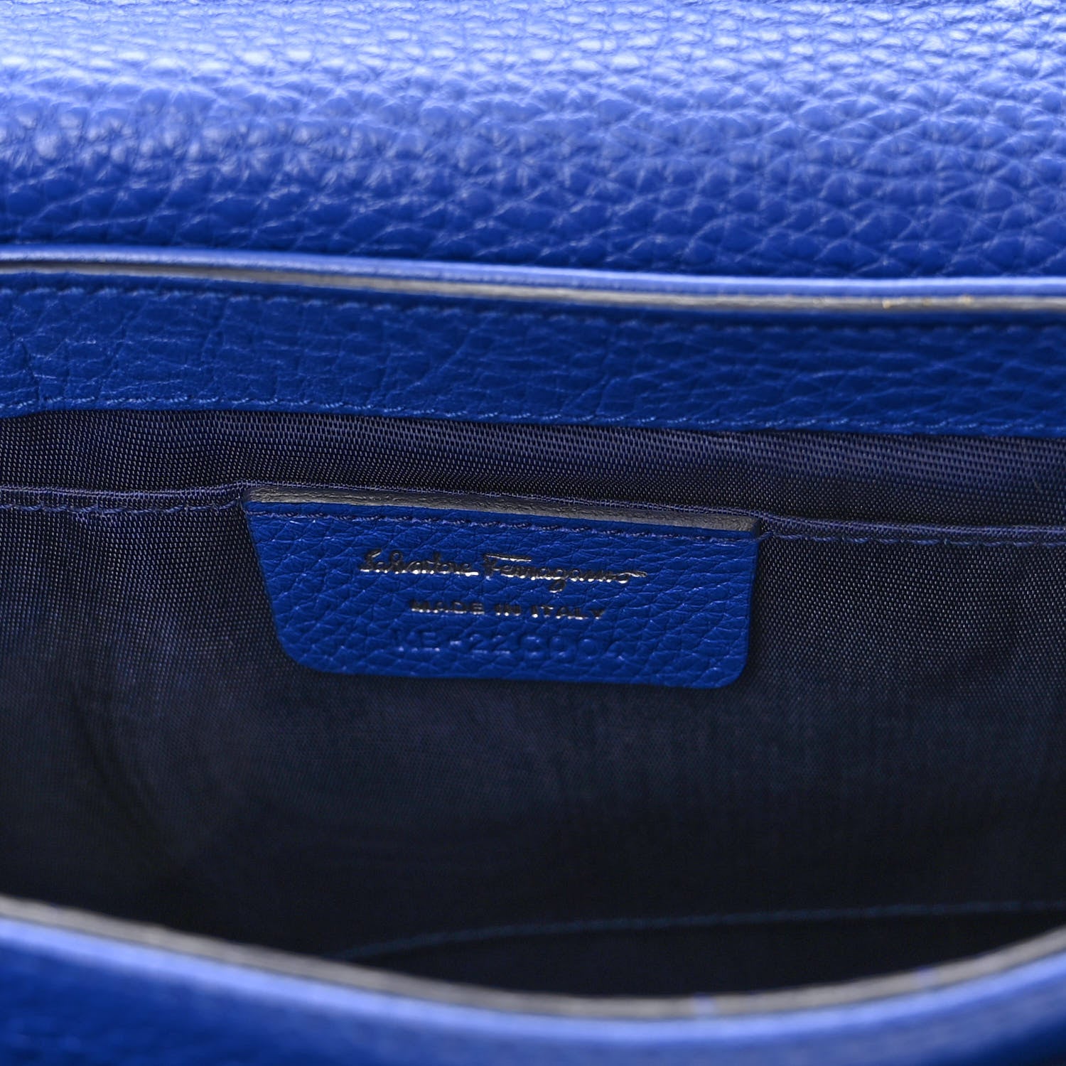 Salvatore Ferragamo Grained Calfskin Gancini Chain Shoulder Bag Blue 6 of 9
