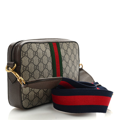 Gucci GG Supreme Monogram Textured Dollar Calfskin Web Ophidia Wristlet Shoulder Bag Beige Ebony New Acero 3 of 8