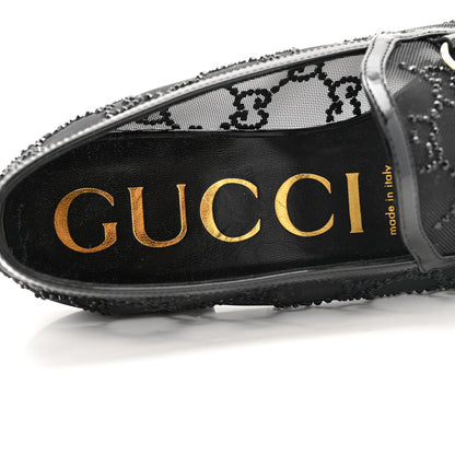 Gucci Tela Retino Kid Scamosciato Crystal GG Monogram Jordaan Loafer 38.5 Black 7 of 9