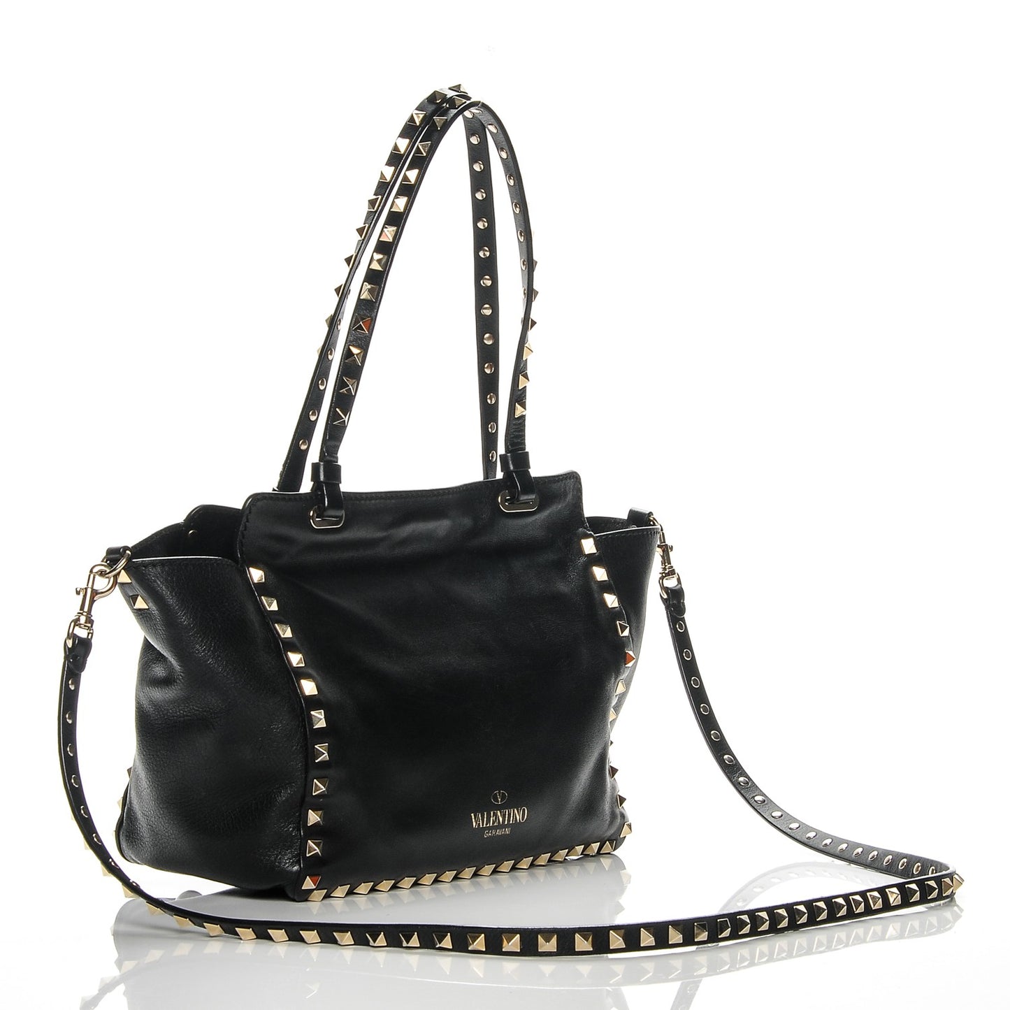 Vitello Small Rockstud Tote Black