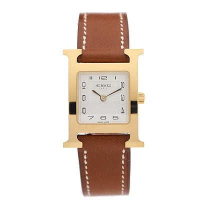 Hermes Stainless Steel Barenia 21mm Heure H Hour Quartz Watch Fauve 1 of 6