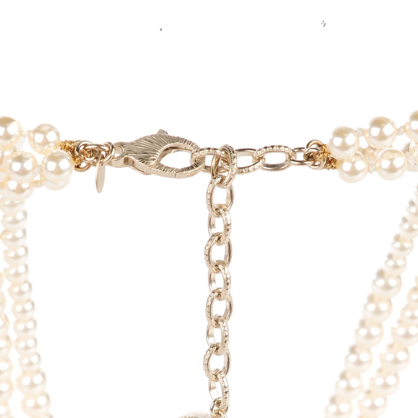 Pearl Multistrand CC Long Necklace Gold