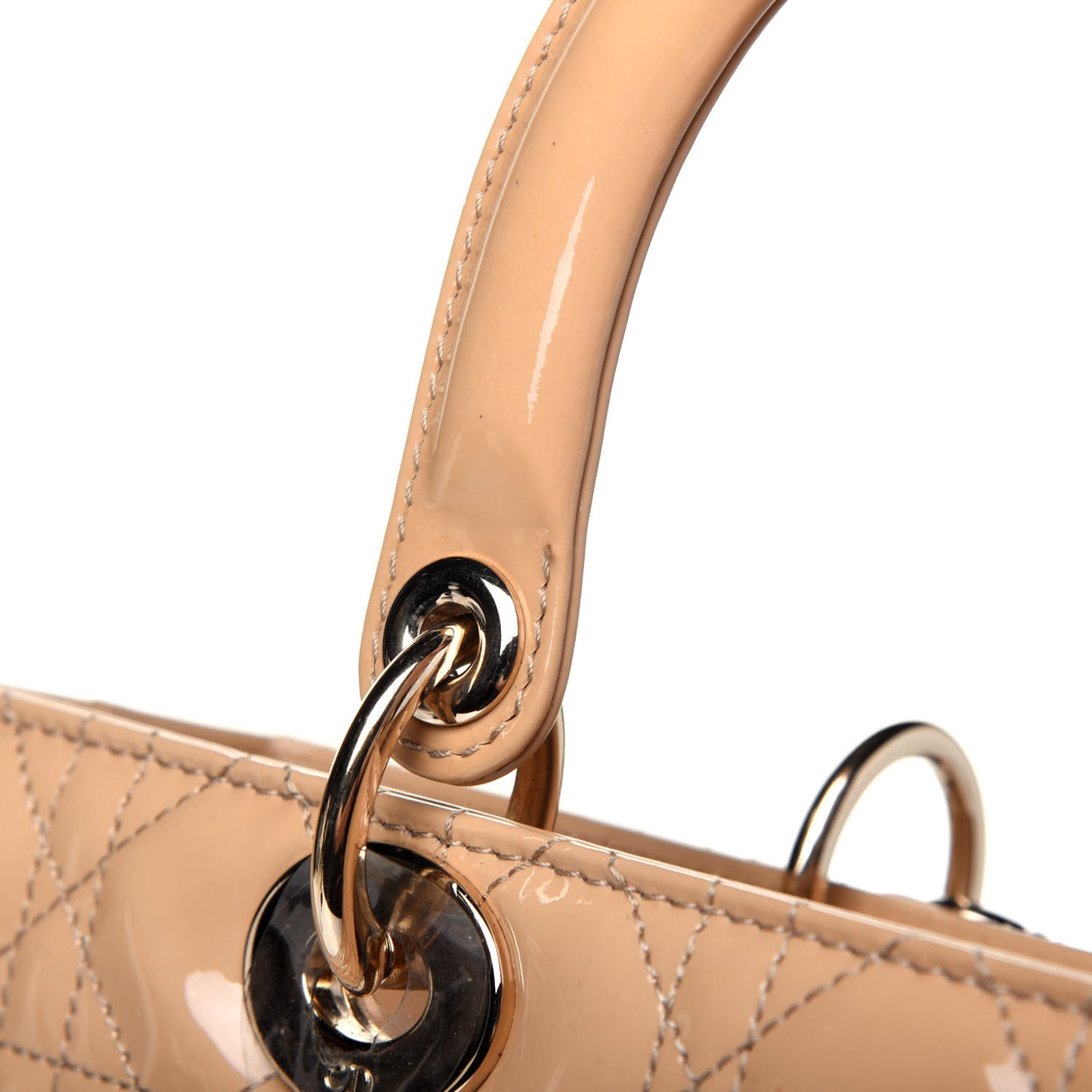 Patent Cannage Large Lady Dior Beige