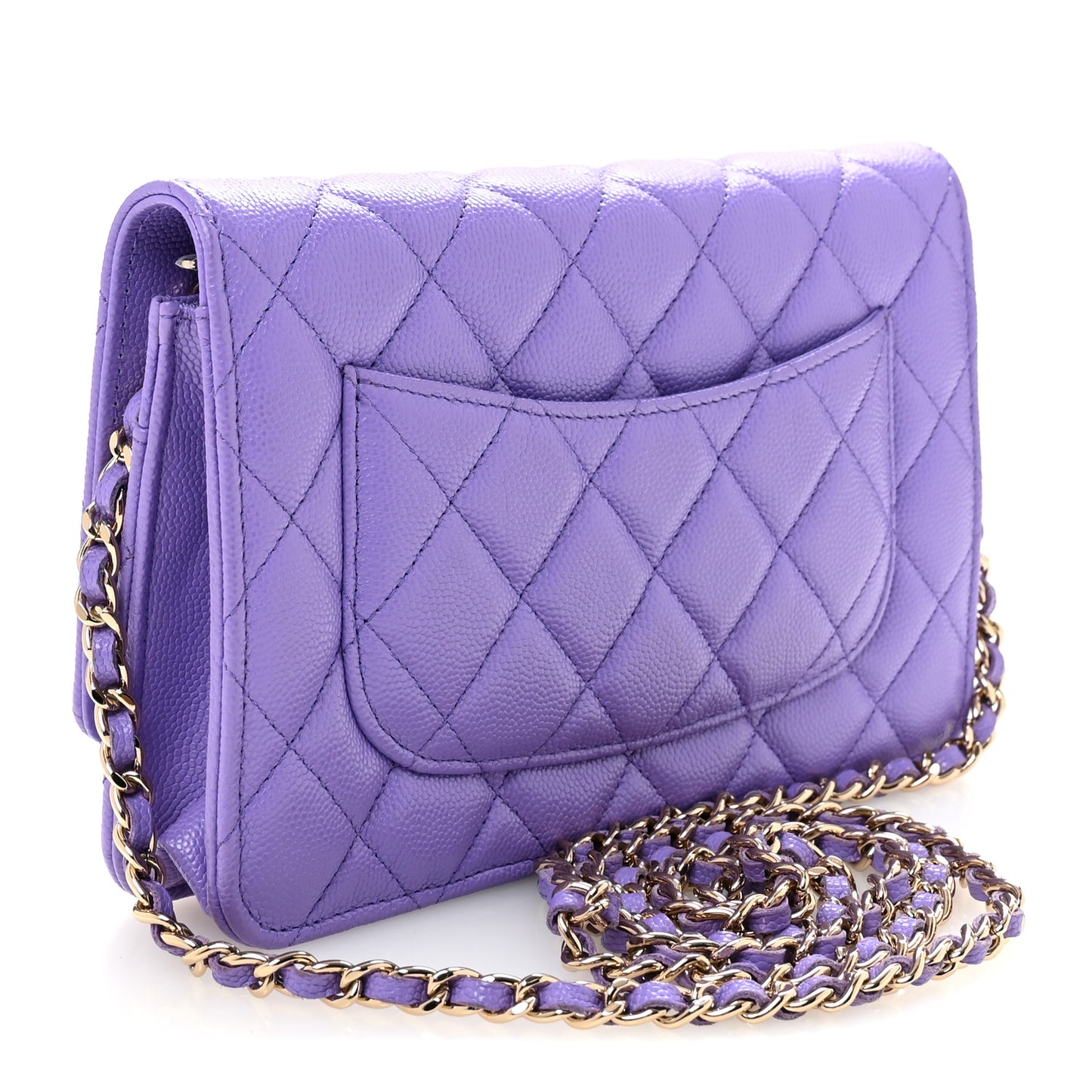 Caviar Quilted Wallet On Chain WOC Purple