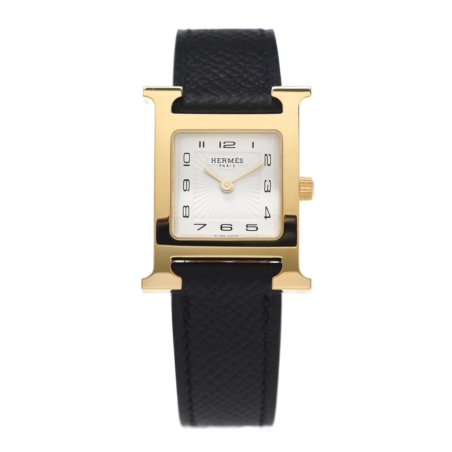 Hermes Stainless Steel Epsom 21mm Heure H Hour Quartz Watch Noir 1 of 5