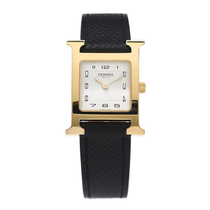 Hermes Stainless Steel Epsom 21mm Heure H Hour Quartz Watch Noir 1 of 5