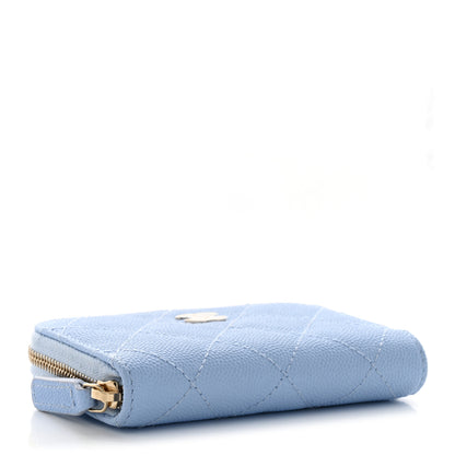 Chanel Caviar Quilted Zip Coin Purse Light Blue 4 of 7