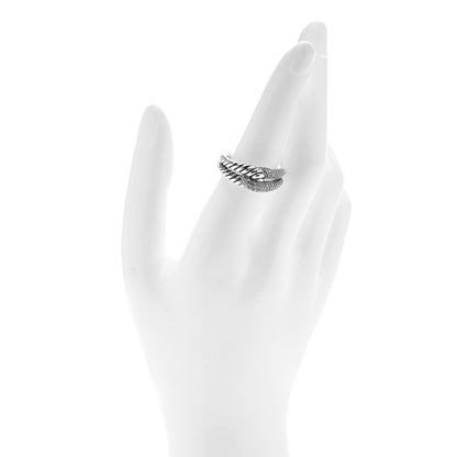 David Yurman Sterling Silver Diamond Pave Single Loop Labyrinth Ring 57 8 2 of 4
