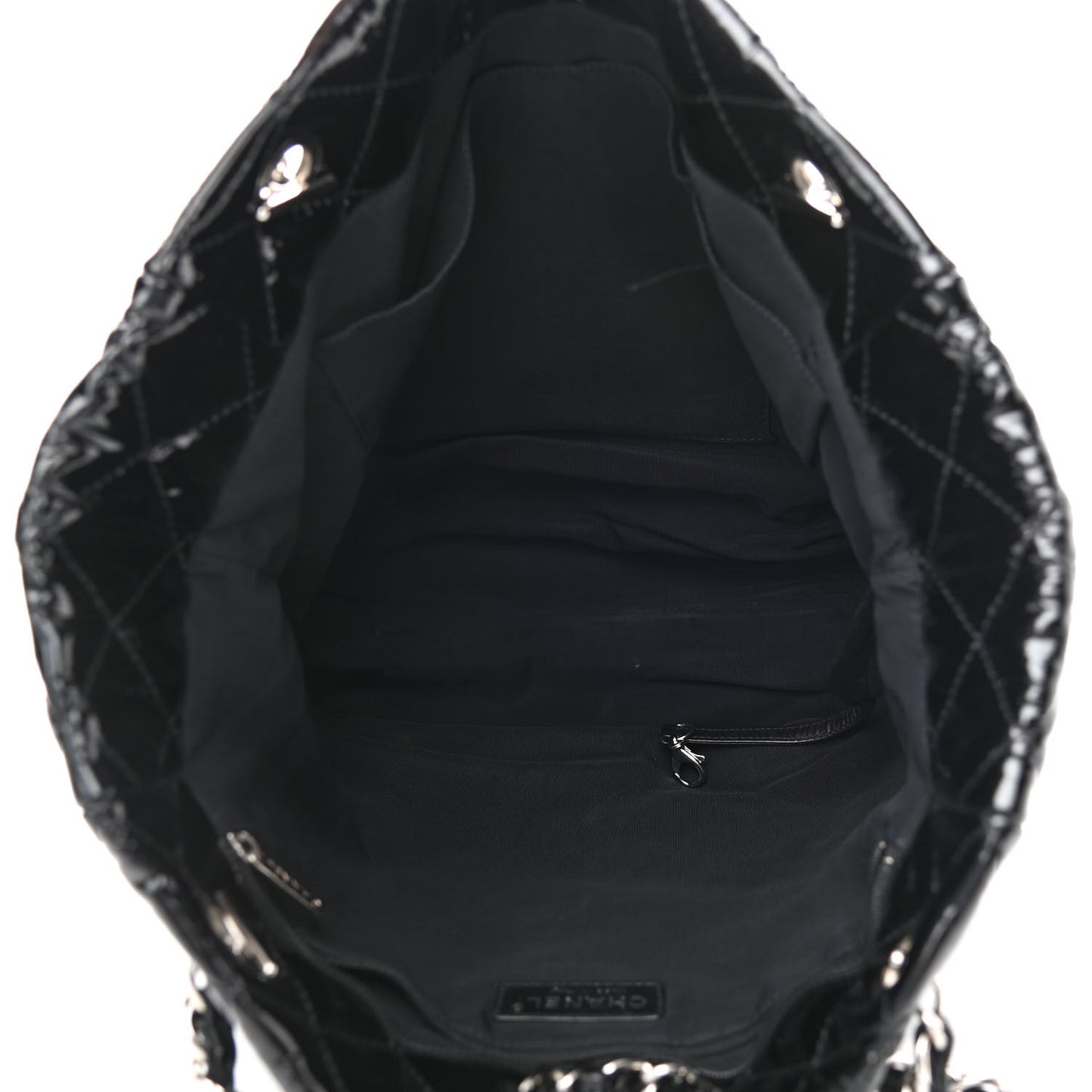 Patent Quilted Chic and Glitter Large Tote Black