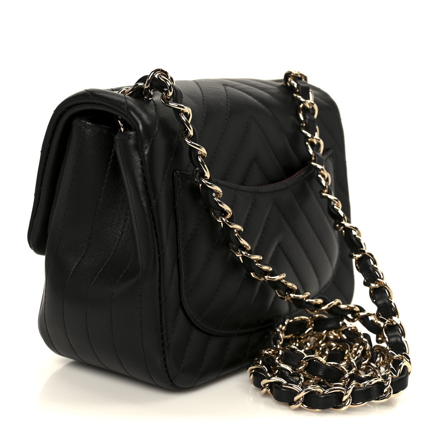 Chanel Lambskin Chevron Quilted Mini Square Flap Black 3 of 11