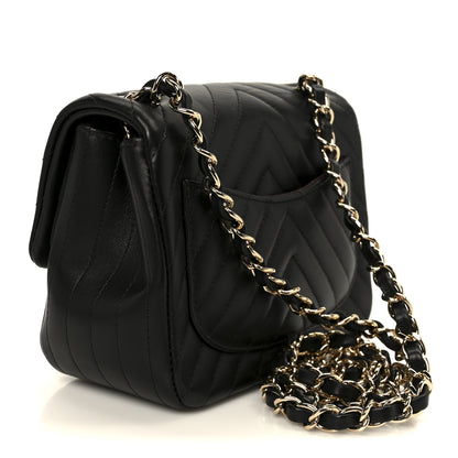 Chanel Lambskin Chevron Quilted Mini Square Flap Black 3 of 11