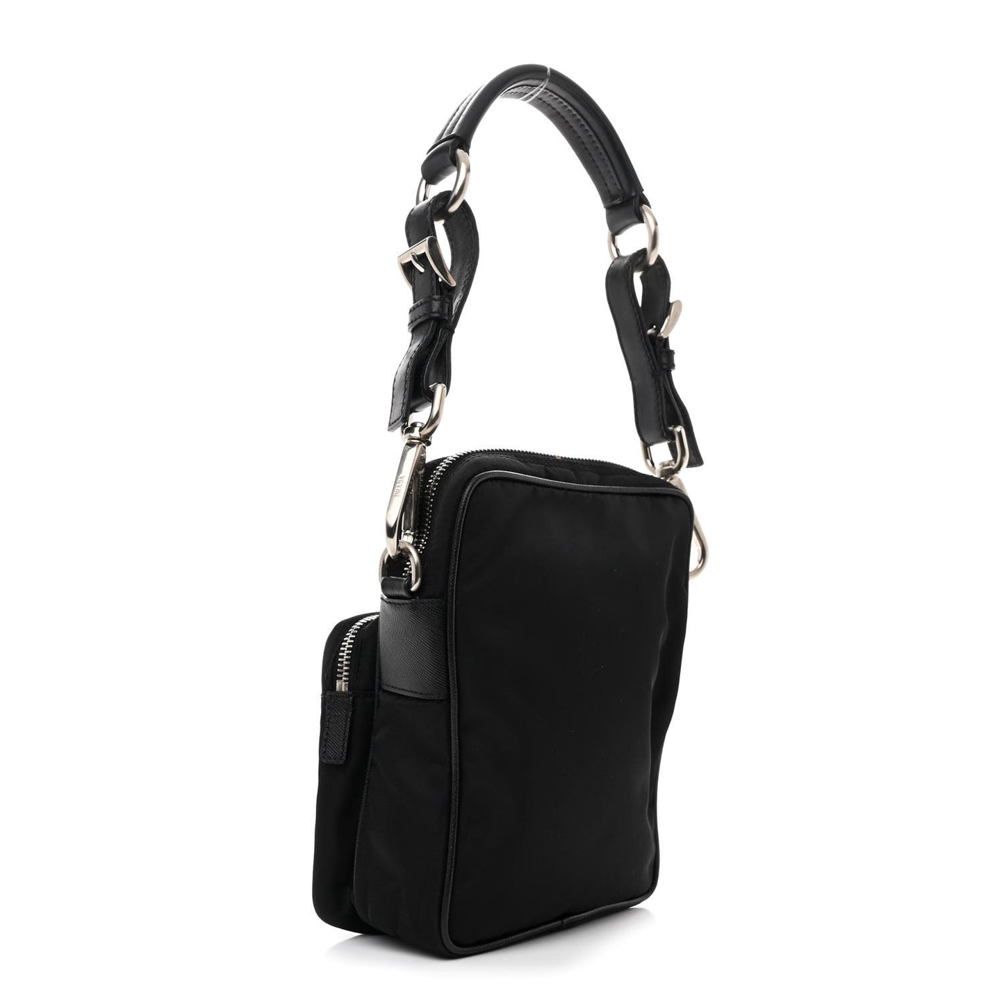 Nylon Vela Saffiano Shoulder Bag Black