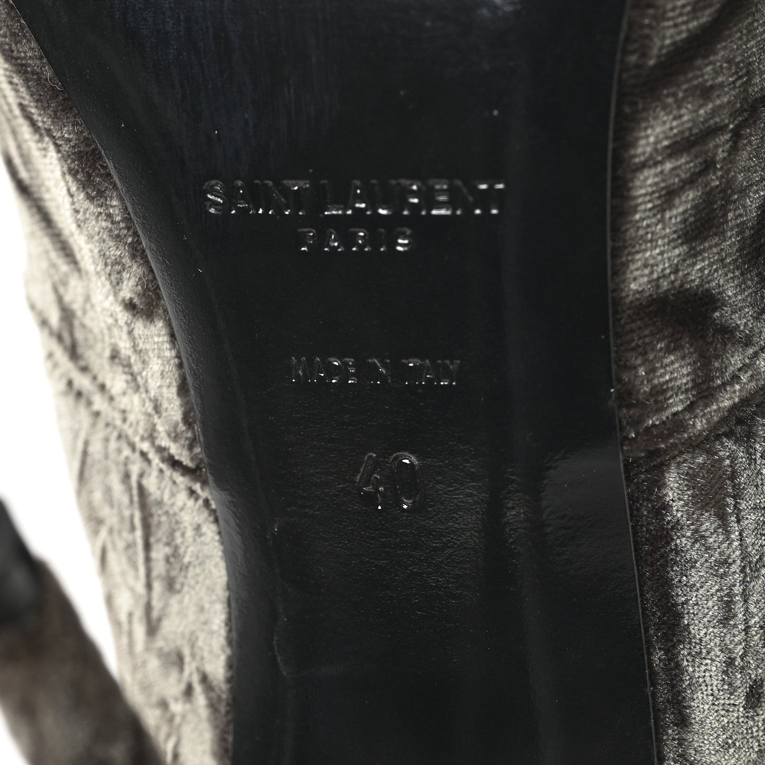 Saint Laurent Velvet Ella Knee High Boots 40 Grey 6 of 6