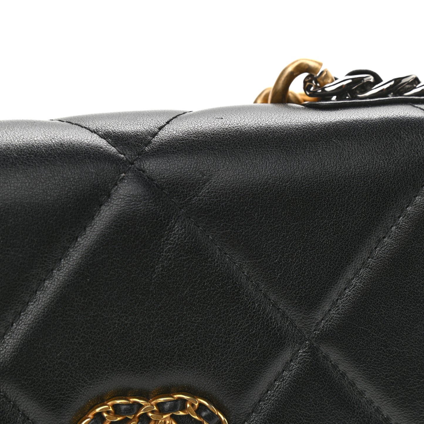 Lambskin Quilted Chanel 19 Wallet On Chain WOC Black