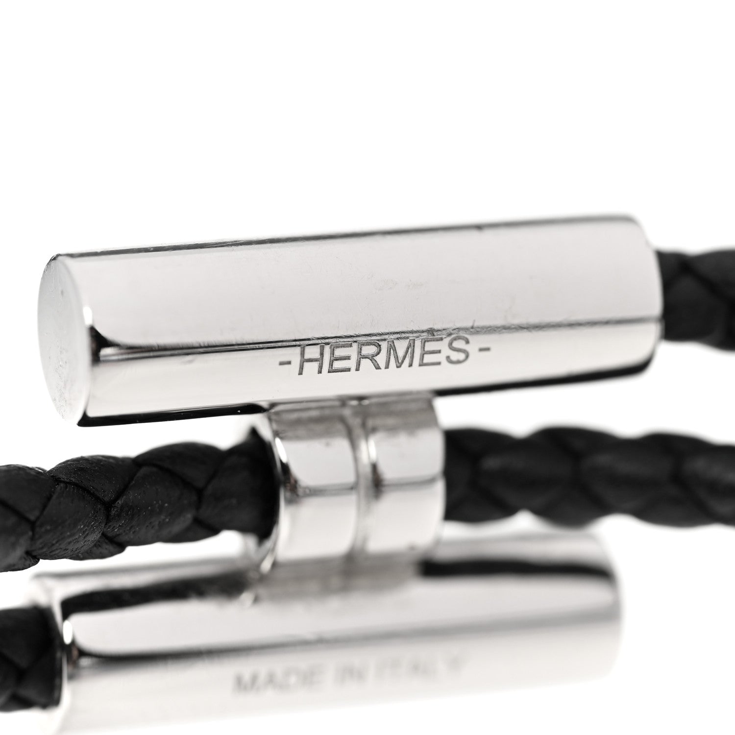 Hermes Swift Double Wrap Cord Tournis Tresse Bracelet T3 Black 4 of 5