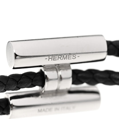 Hermes Swift Double Wrap Cord Tournis Tresse Bracelet T3 Black 4 of 5